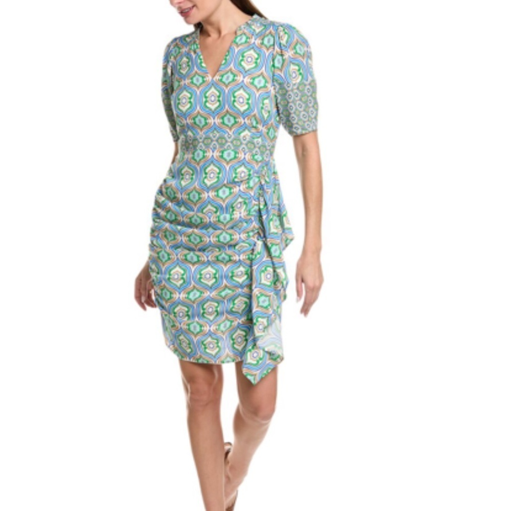 NWT Hale Bob Draped Dress In Blue Size M